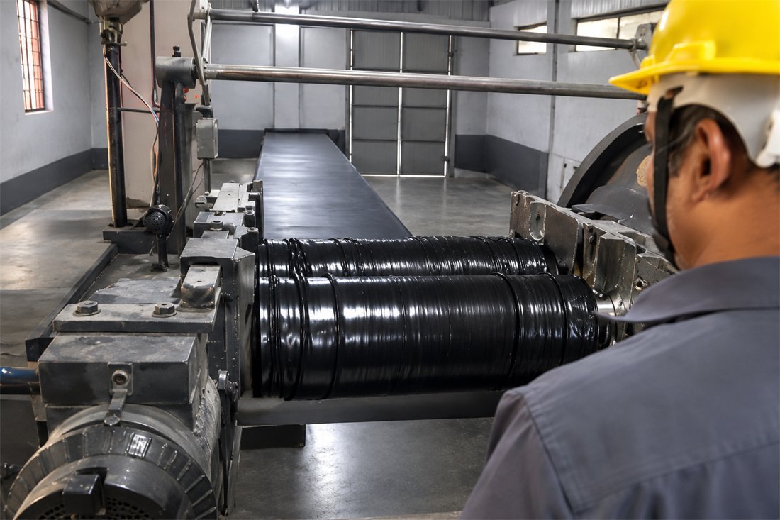 Two-roll rubber mixing mill at Sevana Polymers
